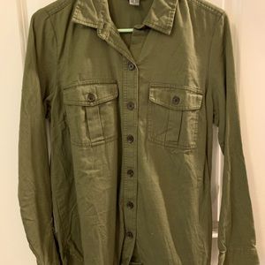 Old Navy Olive Green Classic Button Shirt Sz Small